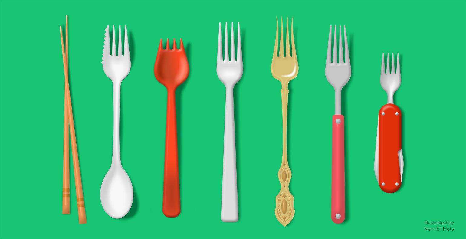 The picture about different kind of forks - Illustrated by Mari-Ell Mets