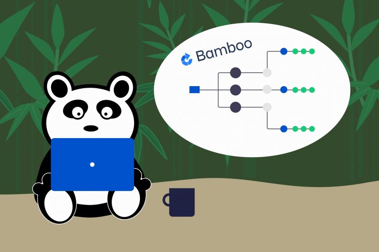 Panda karu visualiseerib Atlassian Bamboo konveieri hierarhiat