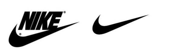 Kuvatõmmis 3. Vasakul Nike vana 1985. aasta logo ja paremal kaasaegne minimalistlik lähenemine.