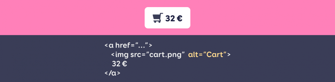 The alt = "Shopping Cart" attribute has been added to the shopping cart icon