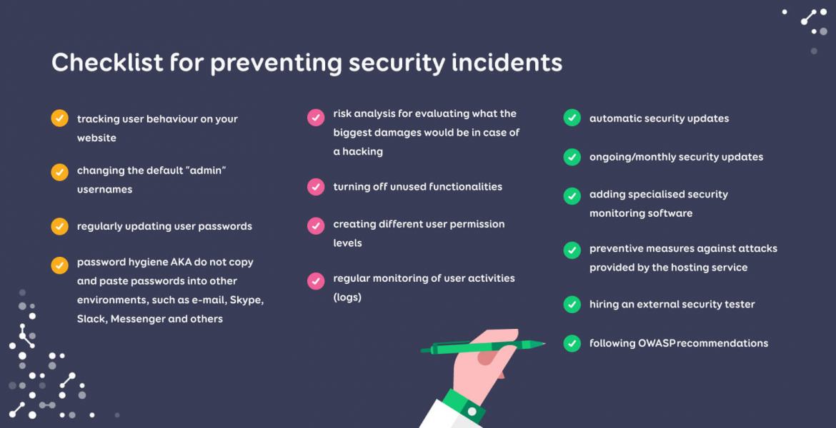 Checklist for preventing security incidents