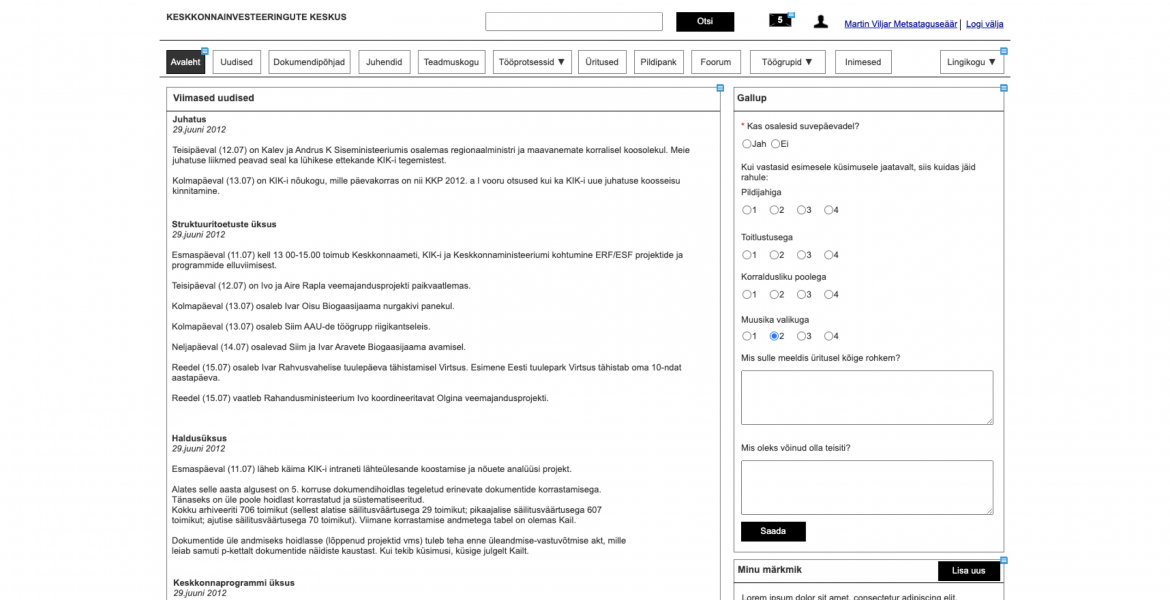 mustvalge wireframe ehk sõrestikprototüüp