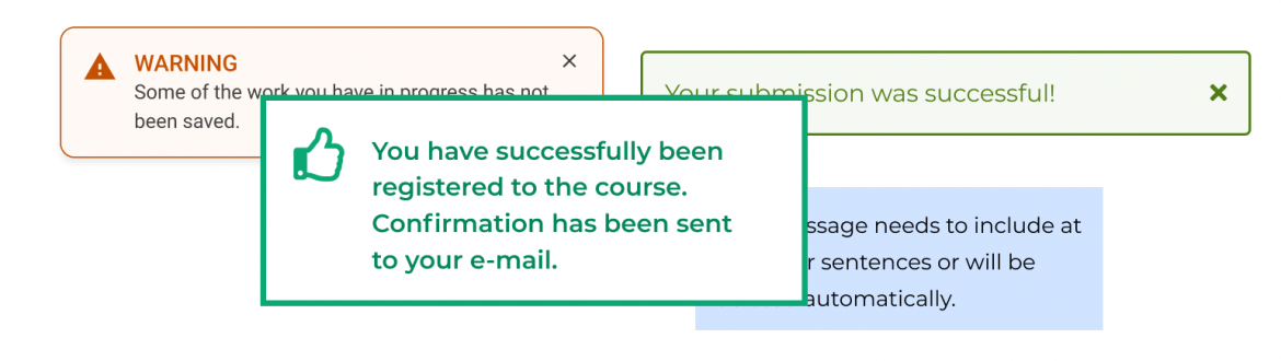 an example of an error message box that must exist with the aria-live or role attribute already when loading a page so that the screen reader can read it out