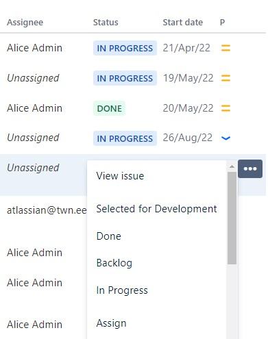 Jira Software list view field editing