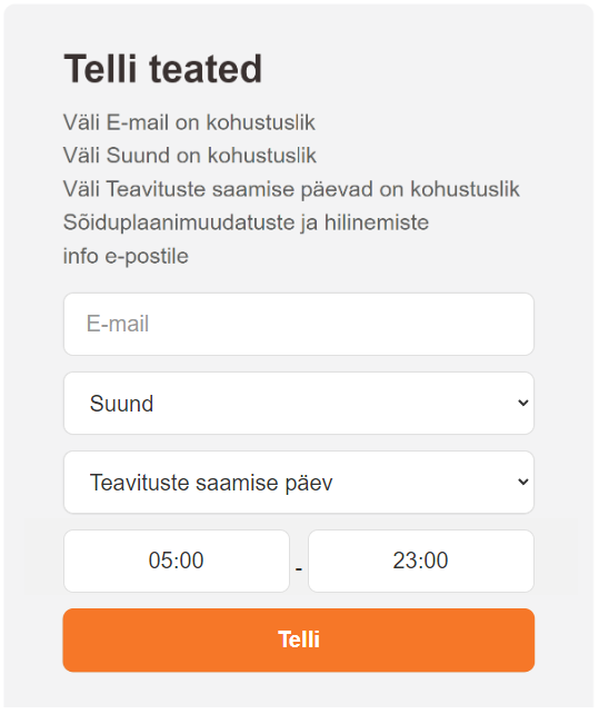 veebilehel kuvatud originaalne veateadete variant