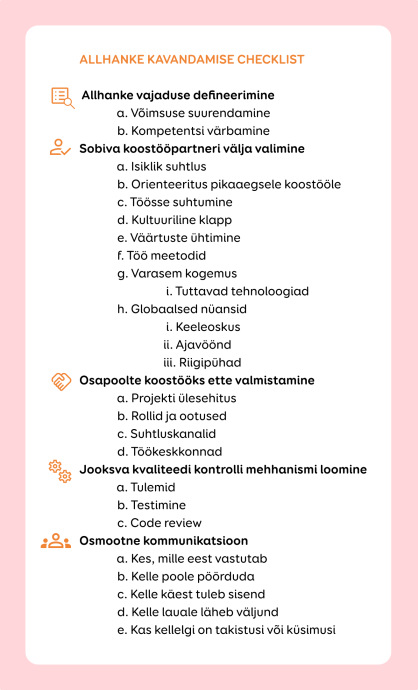 allhanke kavandamise kontrollnimekiri