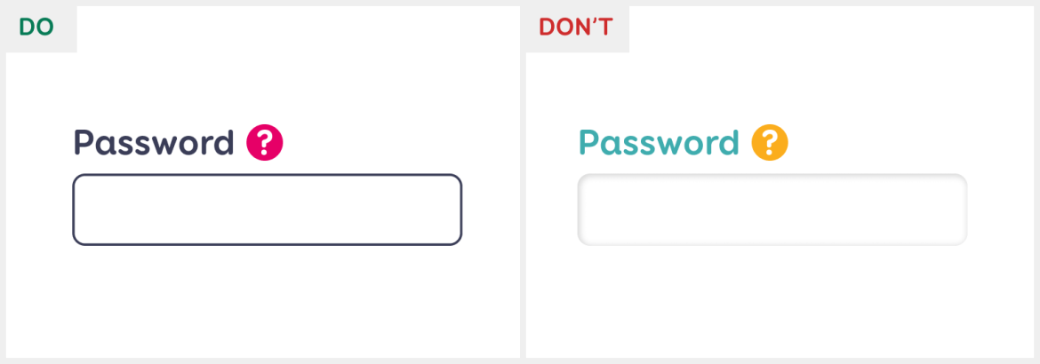 A good and bad example of color contrast for form fields