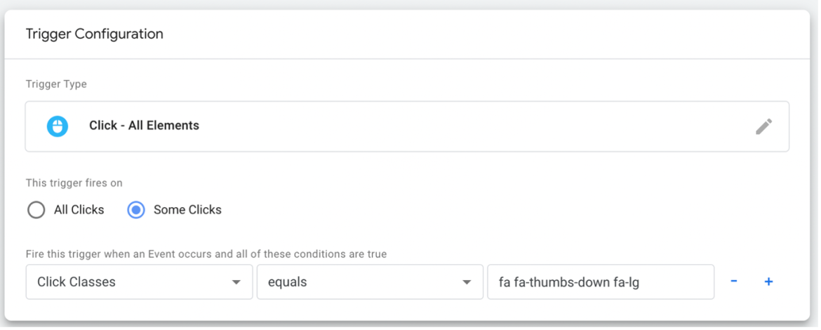 Setting a new "Thumbs down" button trigger
