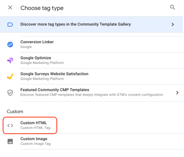 Selecting the tag type