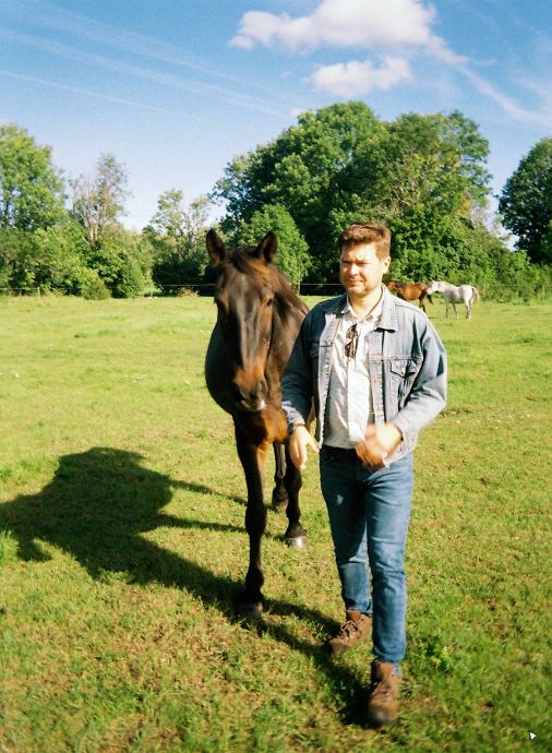 Kaur with horses in his country house or rancho