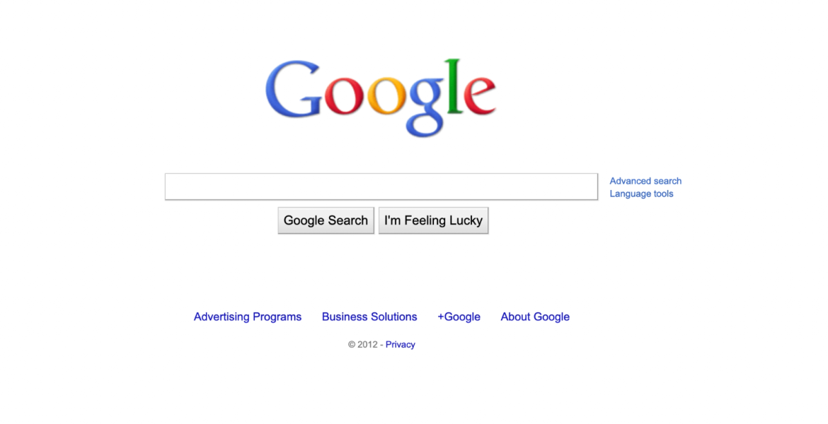 Google website and search in 2012