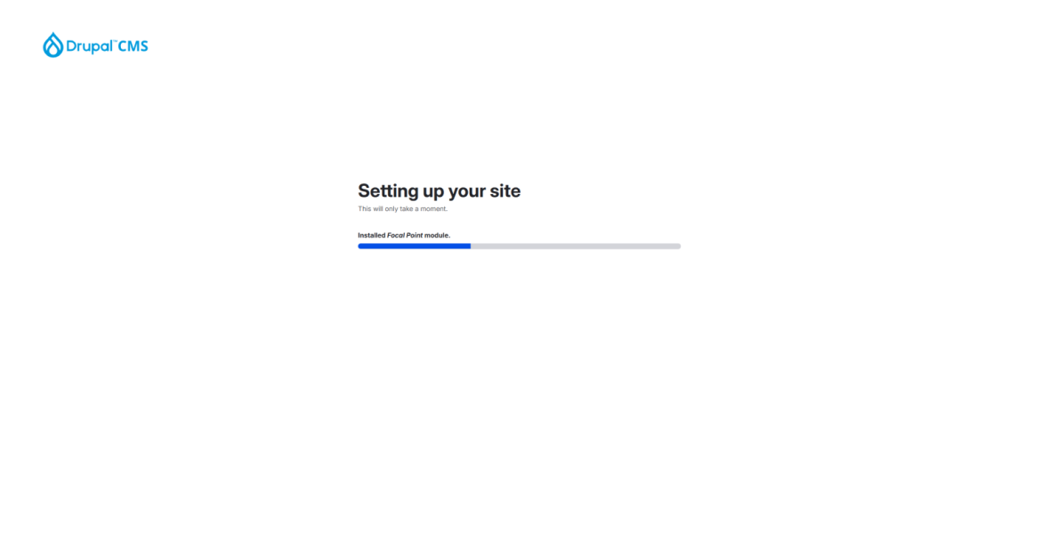 Installing the default Drupal CMS configuration.