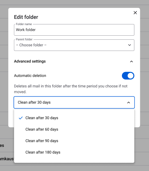 The auto-delete feature screenshot