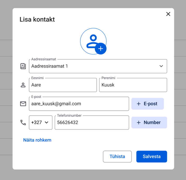 Kontaktivormi vaade