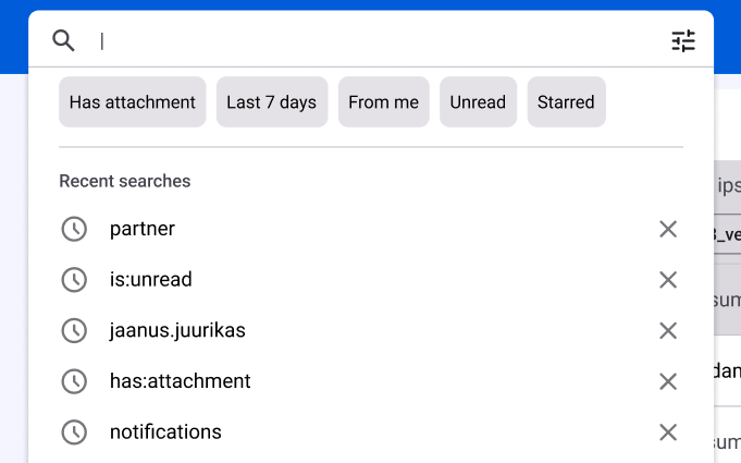 Advanced search screenshot