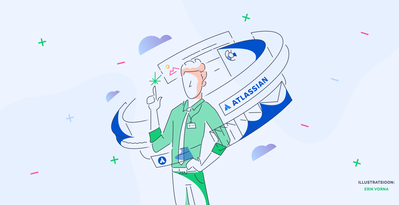 illustratsioon mehest, kes püüab langetada otsust Atlassian Cloud või Data Center`i kasuks platvormi