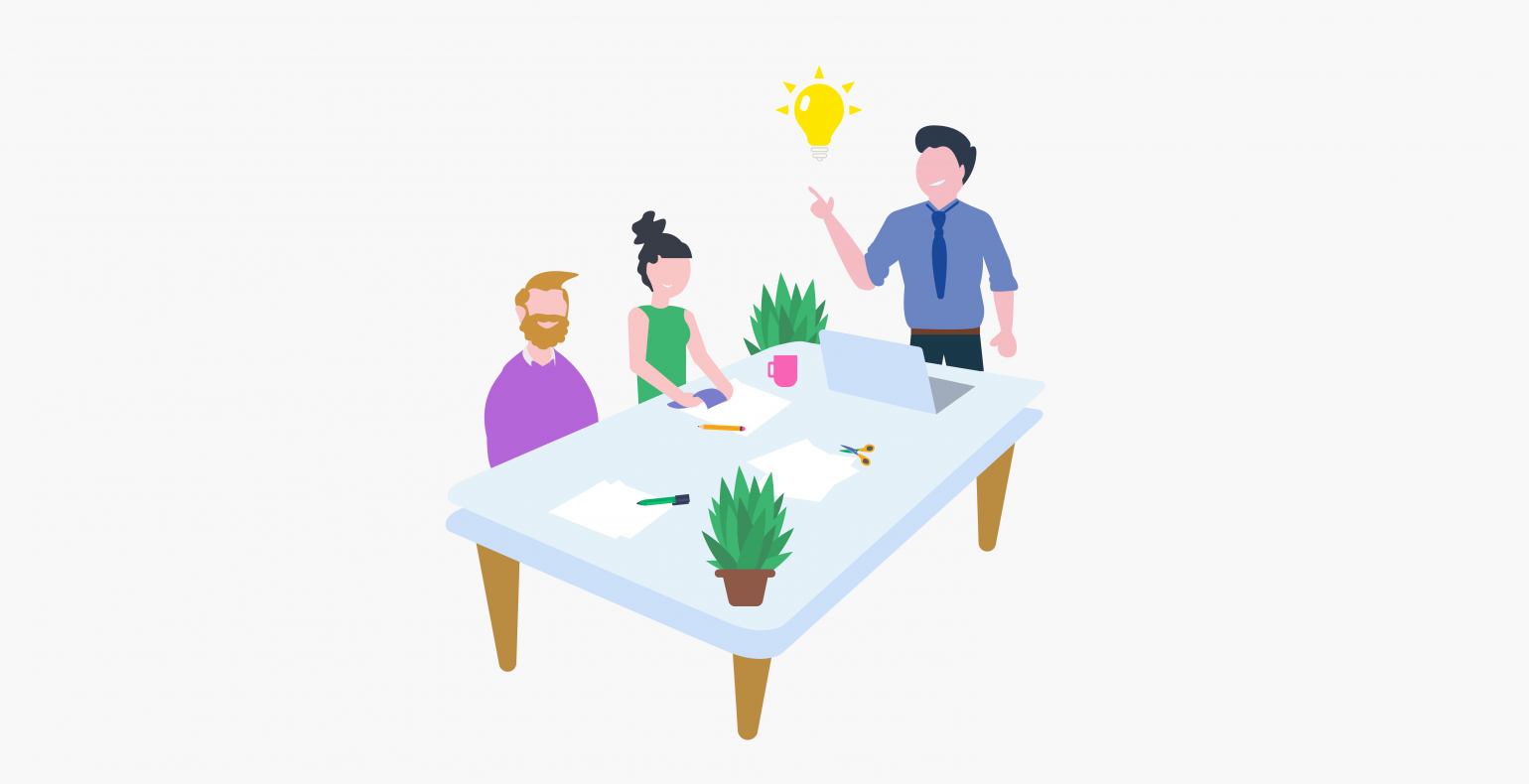 client, designer and developer sitting around the table