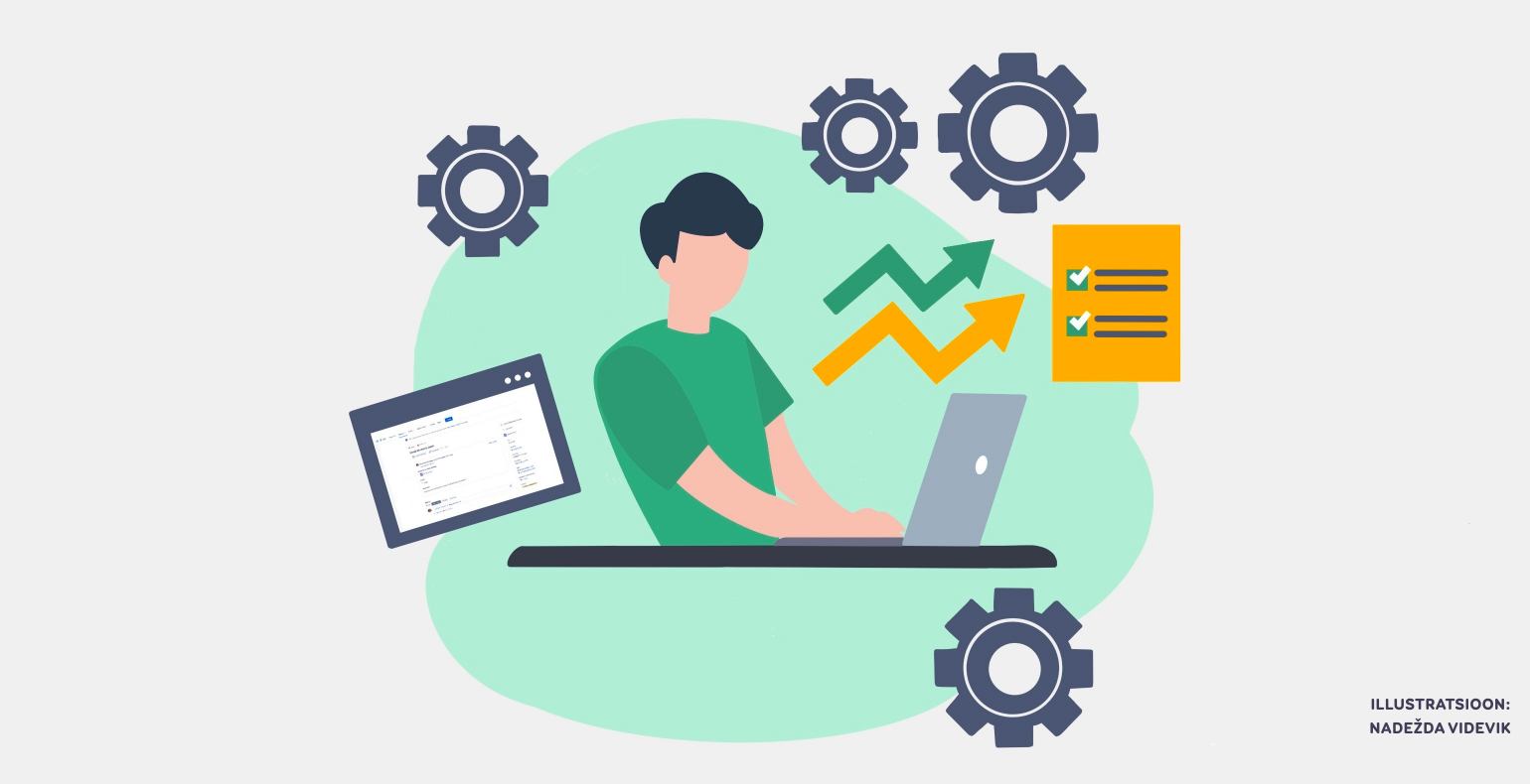 An illustration of a man planning and managing different assets in Insight