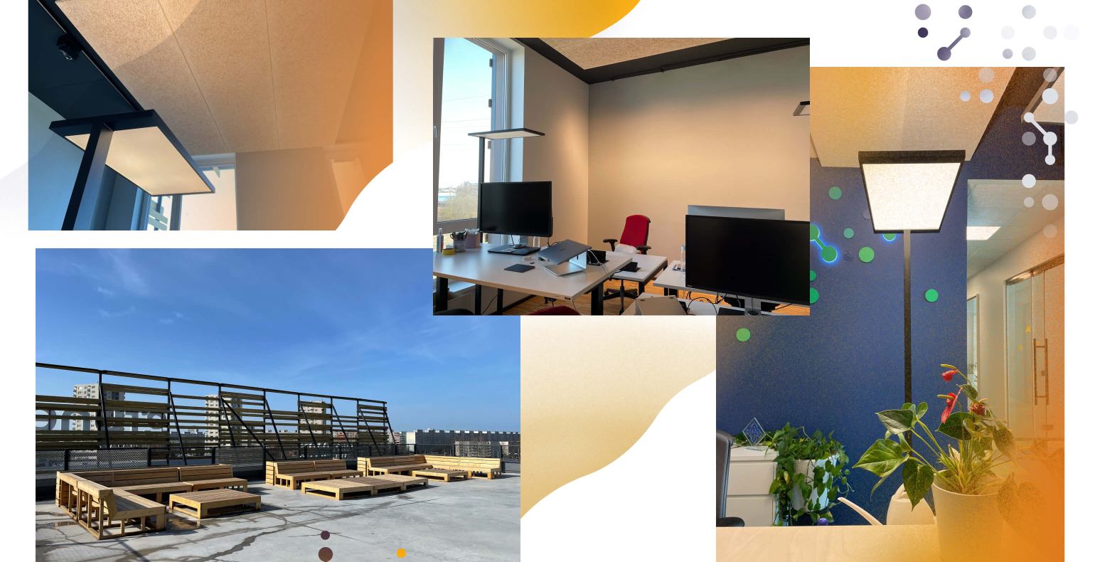 pictures of TWN's new office, roof terrace and lighting solution