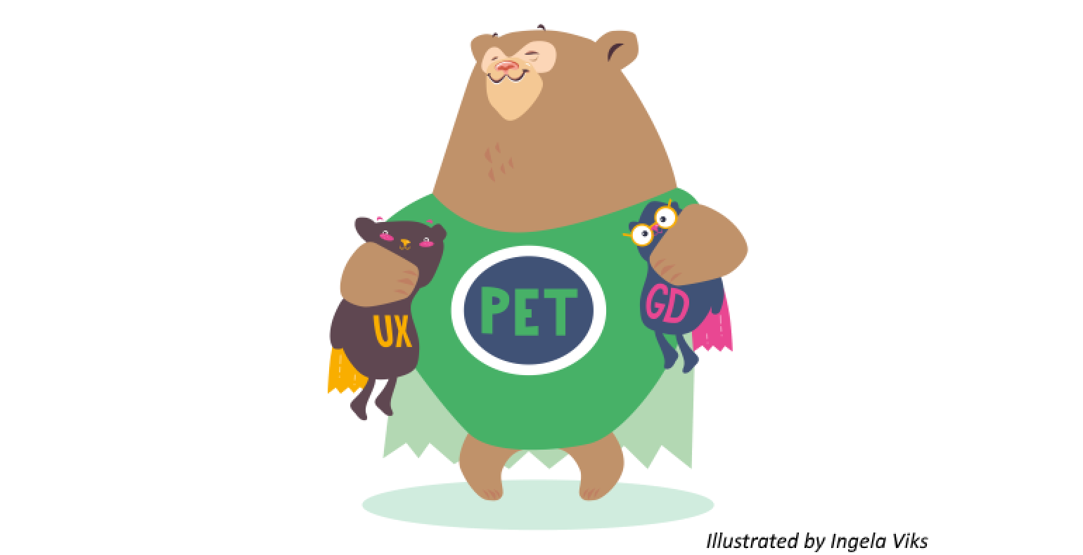 PET-design bear is hugging UX and Graphical Design