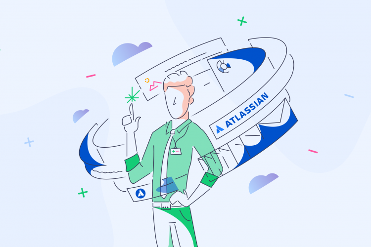 illustratsioon mehest, kes püüab langetada otsust Atlassian Cloud või Data Center`i kasuks platvormi