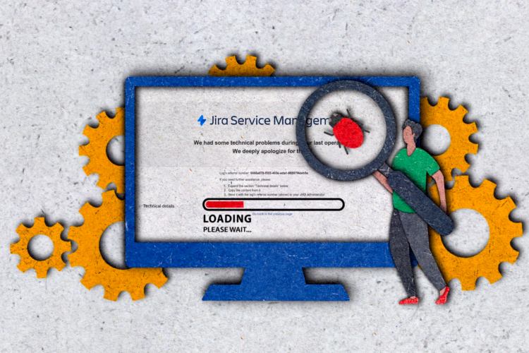 Illustration of a system bug that has an impact on Jira Service Management functionalities.