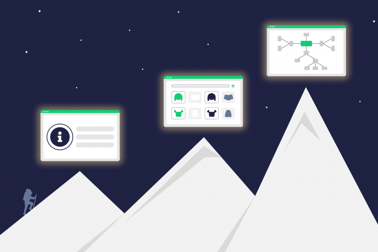 illustration of climbing a mountain, i.e. the process of prototyping