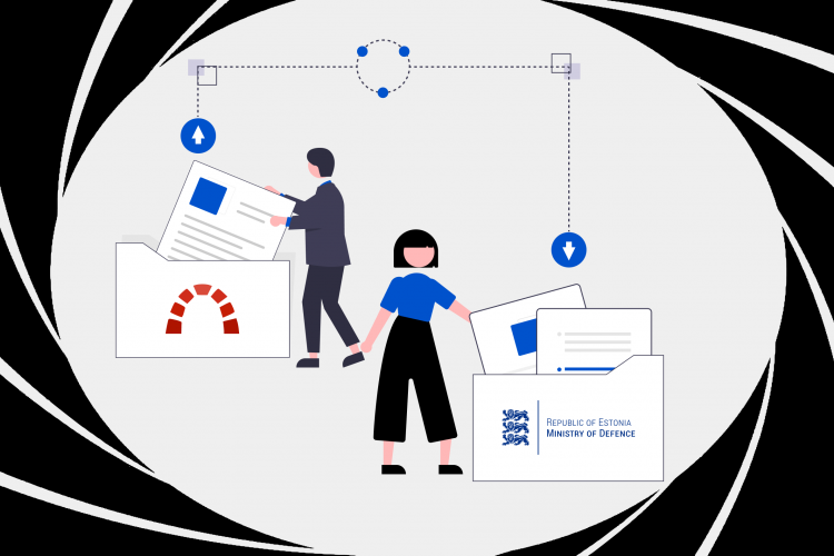 Illustration of a man and a woman visualizing the data migration journey from Redmine to Jira 