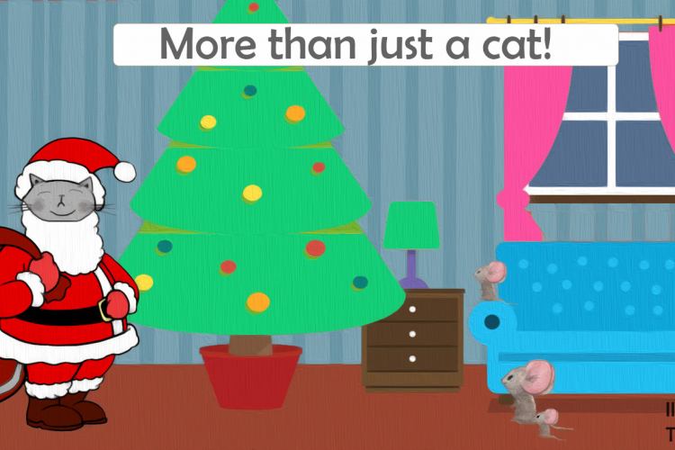 Cat wearing a santa Claus outfit, a cat is more than just a cat.