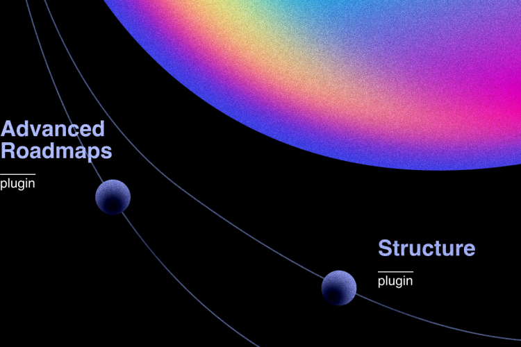 Illustration of Advanced Roadmaps and Structure applications. Colors - neon purple and pink. Colorful dots on black canvas